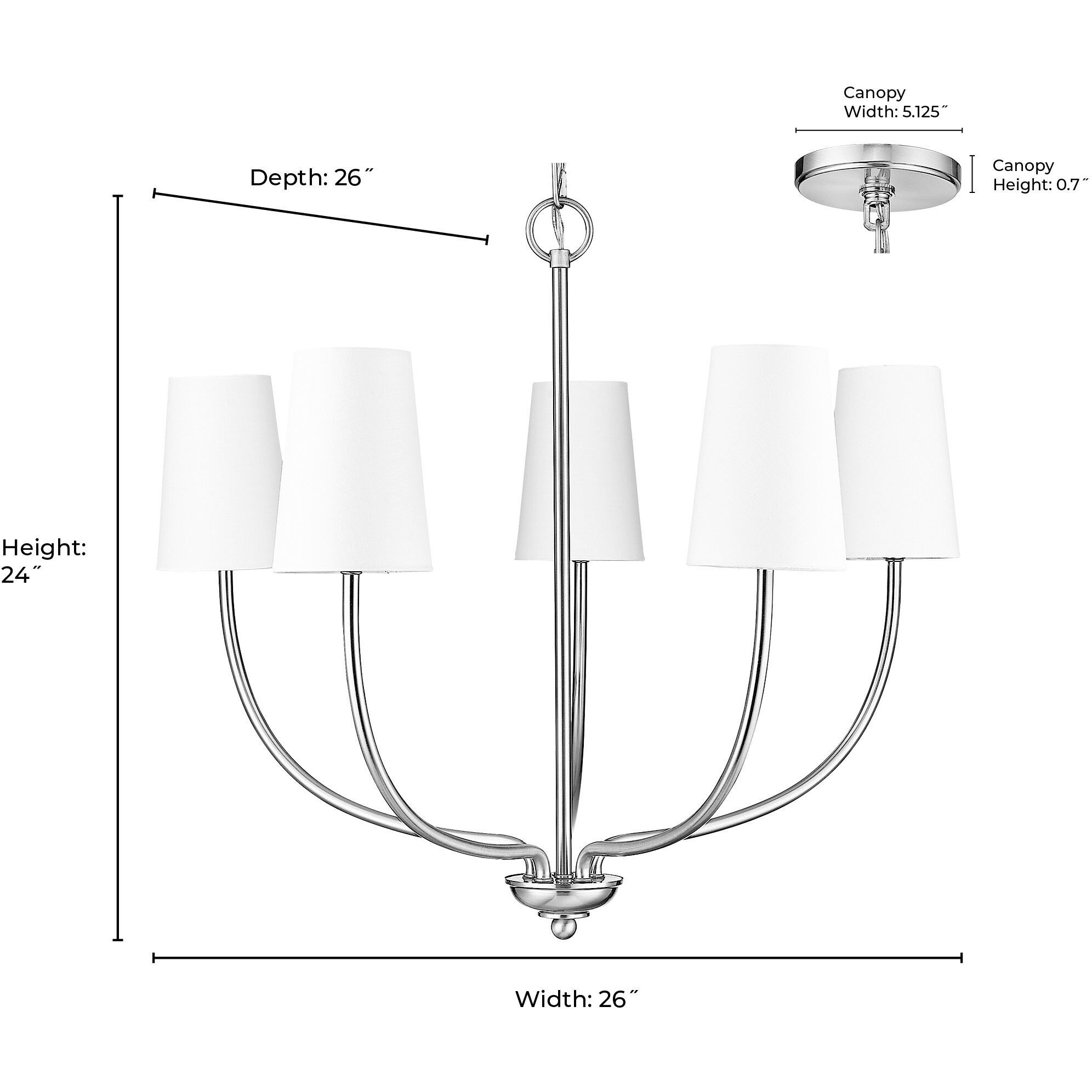 Kandor 5 Light 26 inch Brushed Nickel Chandelier Ceiling Light